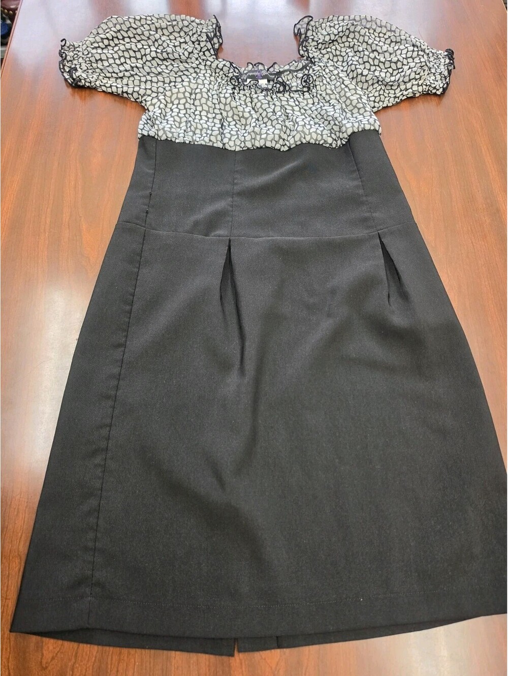 Appropriate Behavior Black Fit & Flare Dress Polka Dot Printed Ruffle 11/12